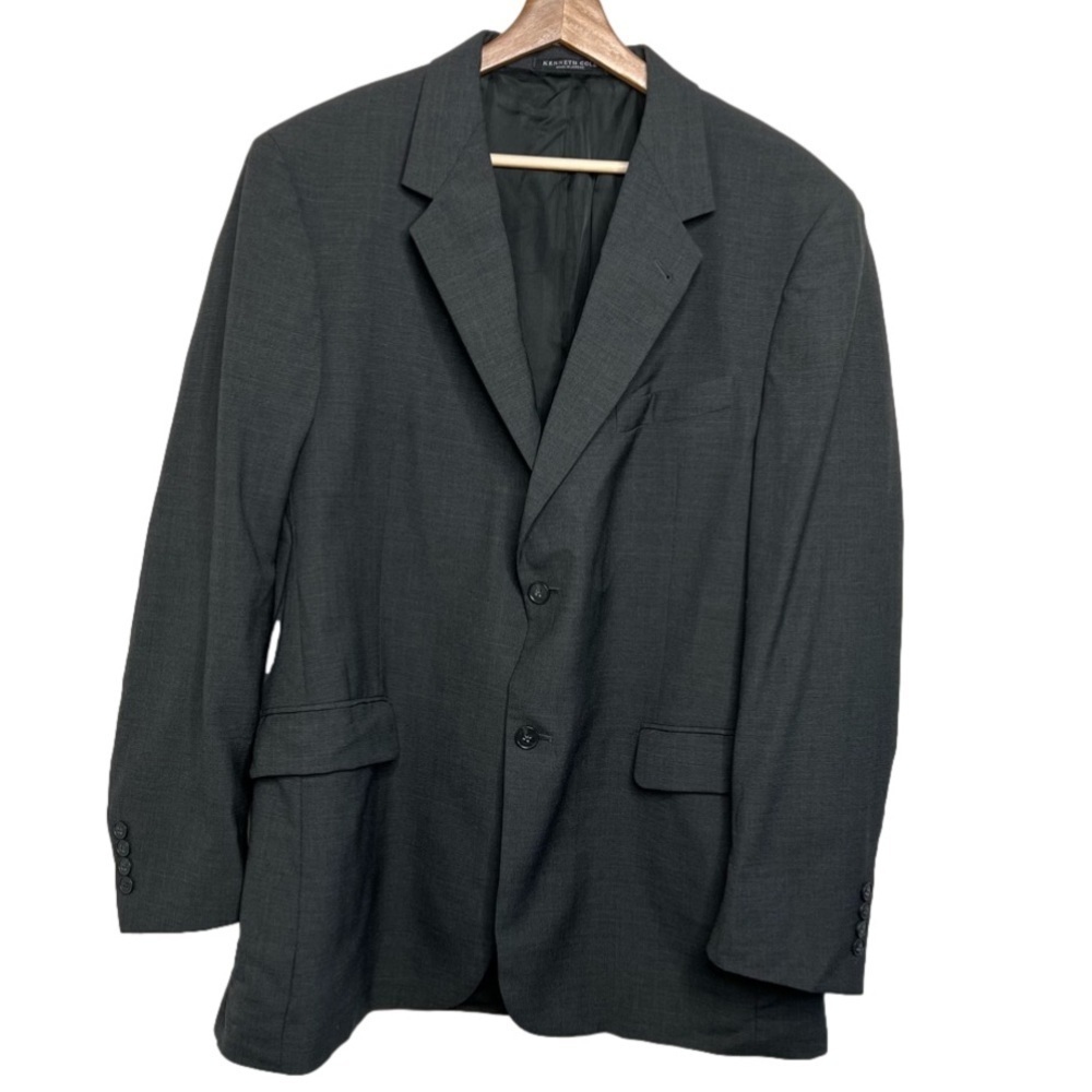 Kenneth Cole Mens Size 42R Charcoal Grey Wool Sport Coat Jacket Blazer Office